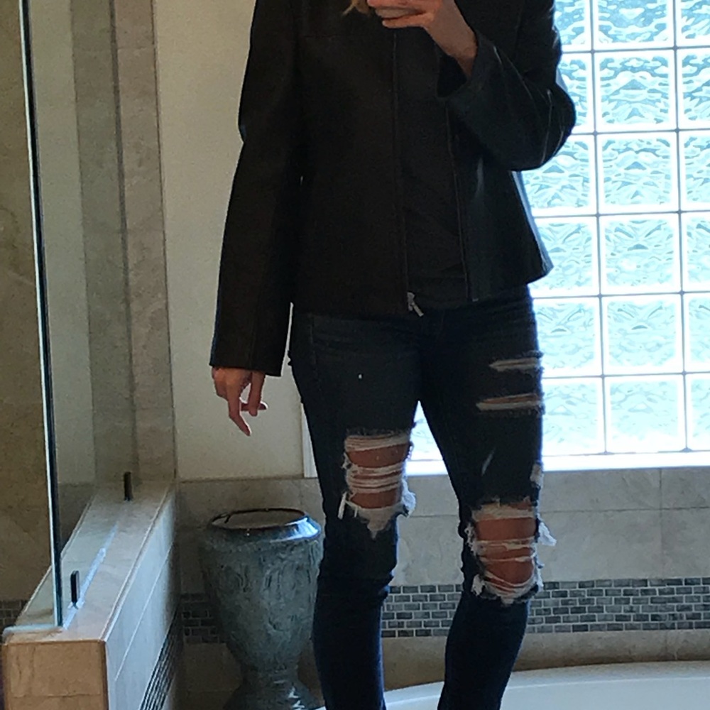 Black Leather Jacket. Size Medium - image 2